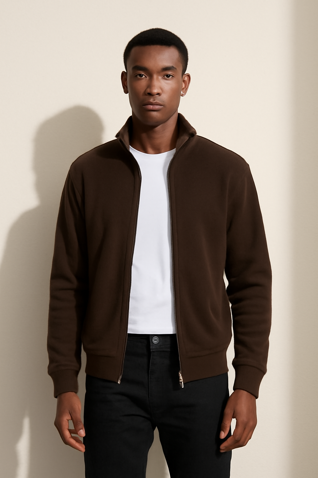 Parcel Yard Men's Full Zip Sweatshirt No Hood Hoodies Casual Cardigan Lightweight Cotton Hoody Fashion Stylish Jacket for Men