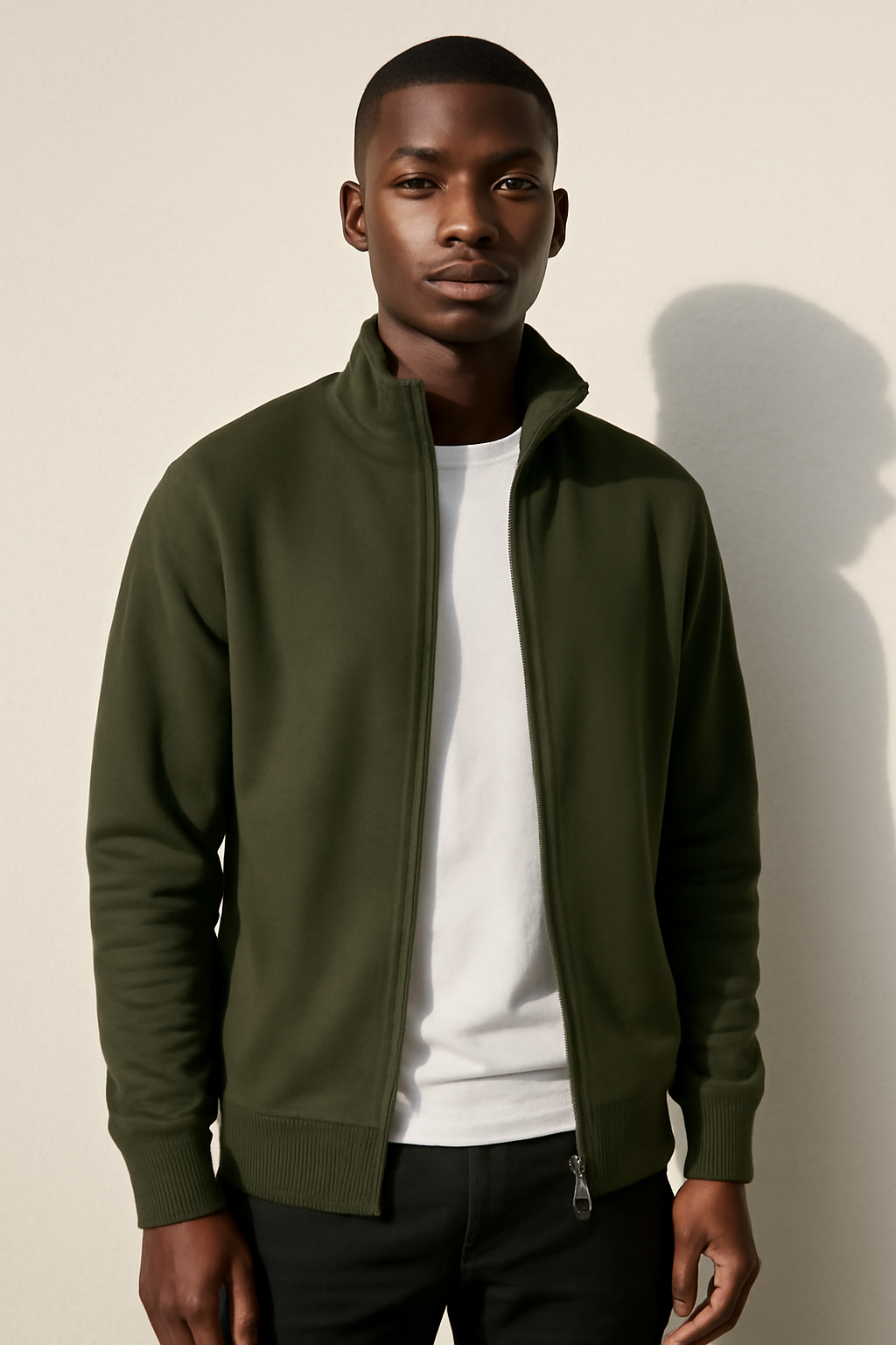 Parcel Yard Men's Full Zip Sweatshirt No Hood Hoodies Casual Cardigan Lightweight Cotton Hoody Fashion Stylish Jacket for Men