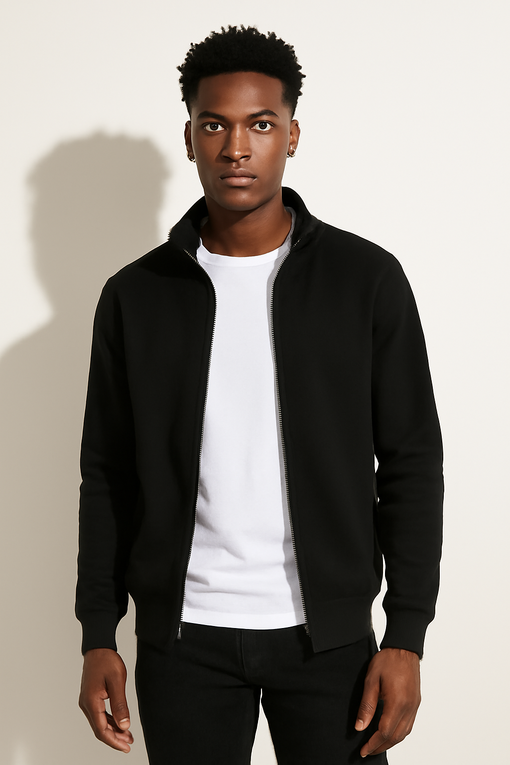 Parcel Yard Men's Full Zip Sweatshirt No Hood Hoodies Casual Cardigan Lightweight Cotton Hoody Fashion Stylish Jacket for Men