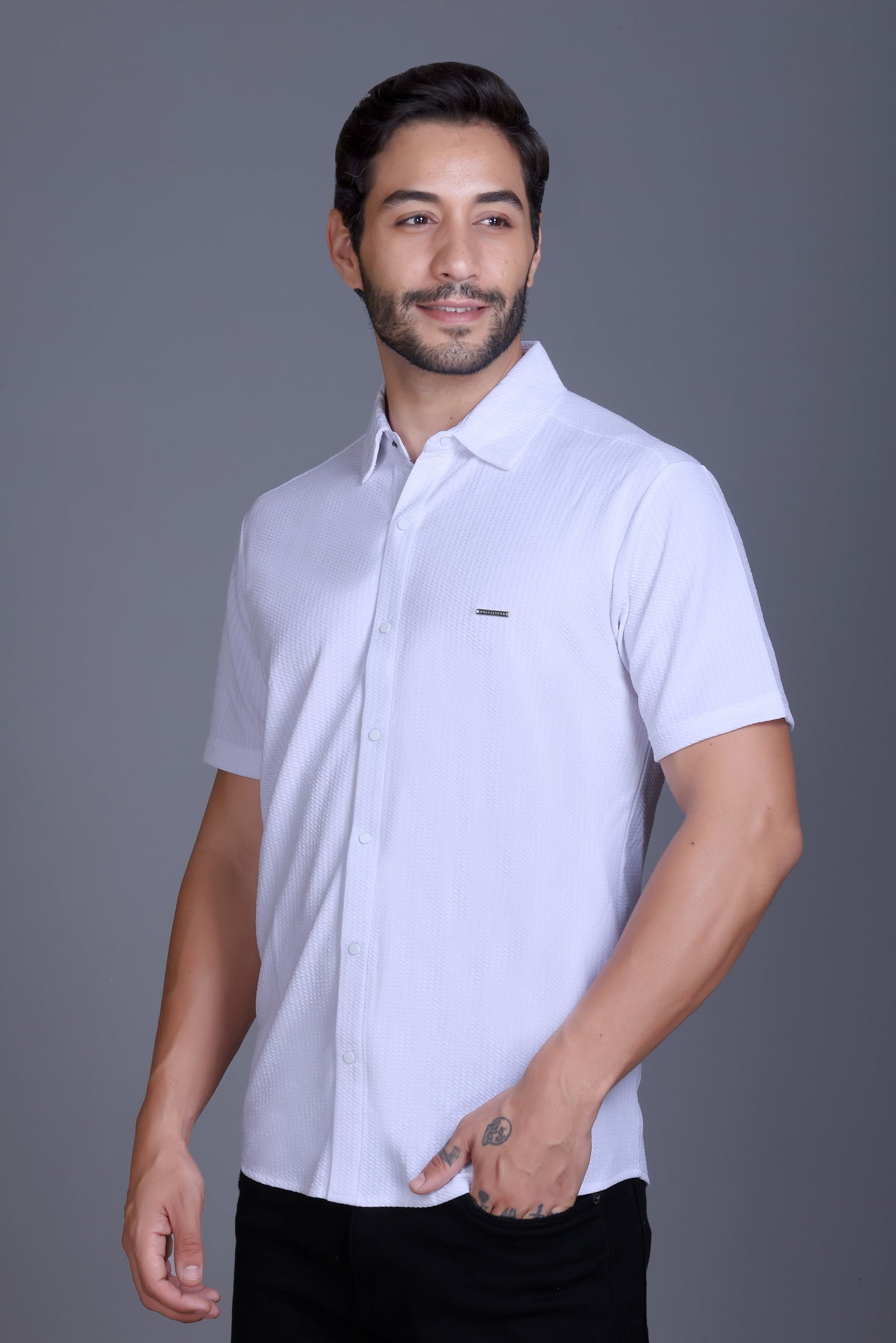 Men's White Solid Shirt