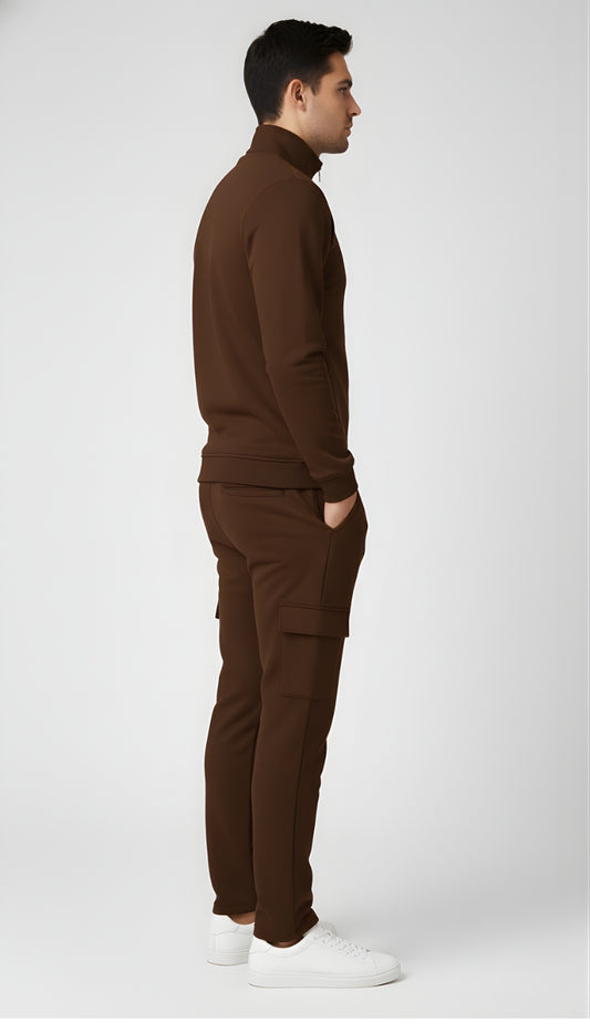 ✨ PARCEL YARD Tracksuit – Full Sleeve Mock Collar Set Cotton Blend TrackSuit For Men