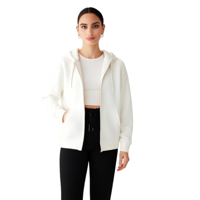 Parcel Yard Women’s Full Sleeve Cotton Zipper Hoodie with Pockets | Regular Fit Hooded Sweatshirt Pullover for Winter, Casual, Outdoor, Travel & Everyday Wear