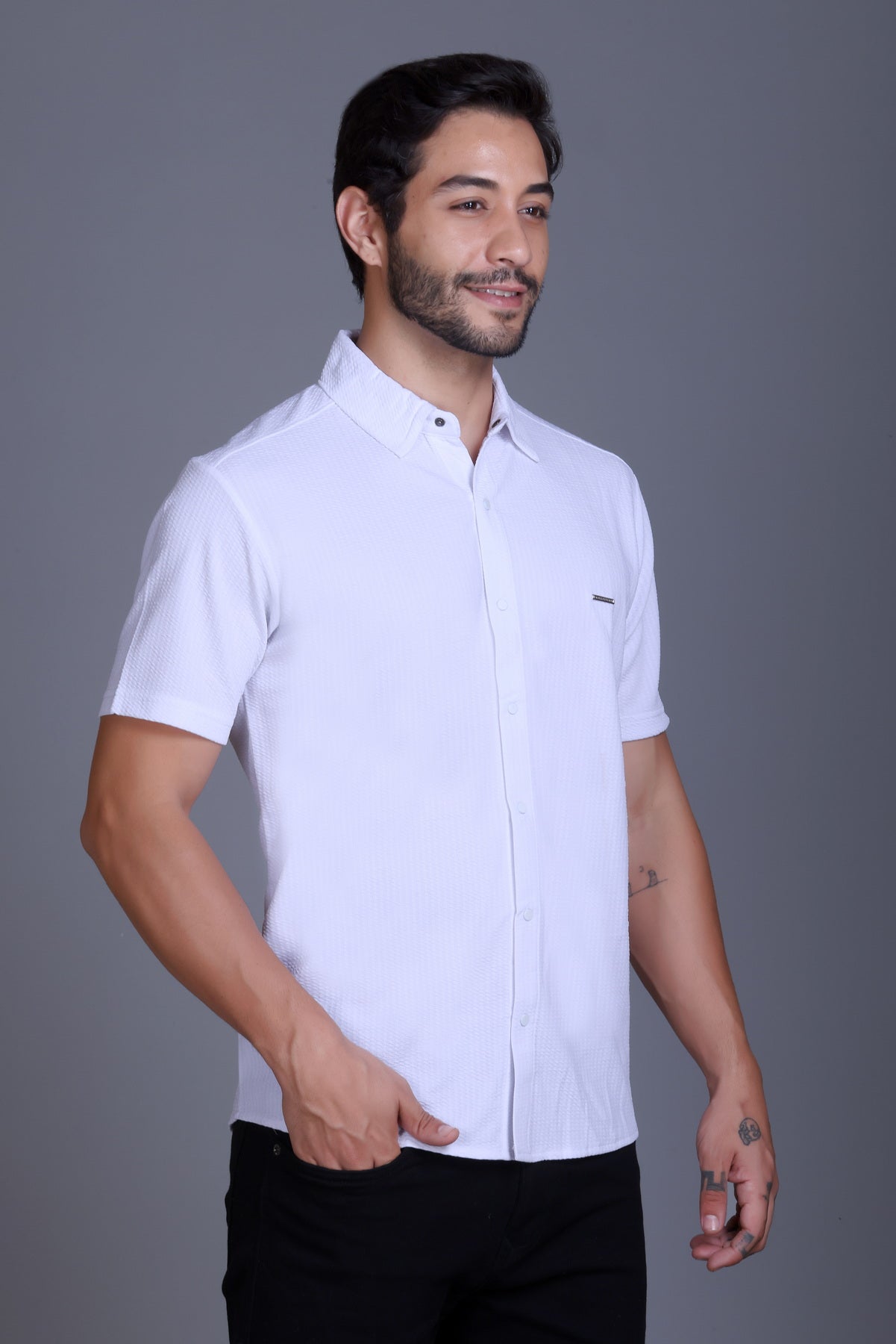 Men's White Solid Shirt