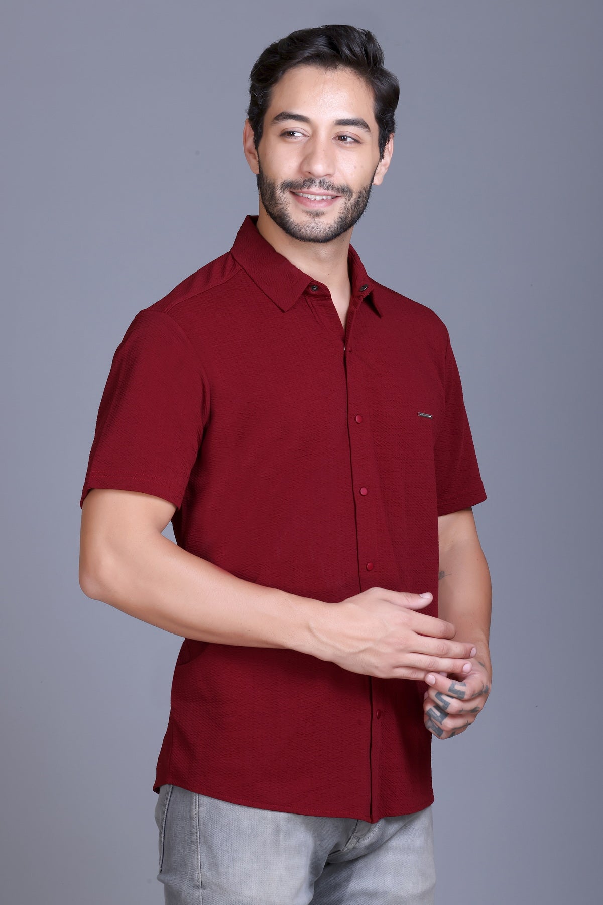 Men's Wine Solid Shirt