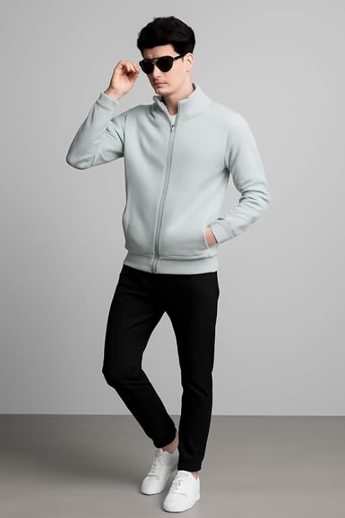 Parcel Yard Men's Regular Fit Jacket For Casual Wear | Low-Cut Standing Collar || Full Sleeve | Latest Stylish Jacket For Men ||Regular Fit Zip-Up Casual jacket|| Office Wear jacket for men