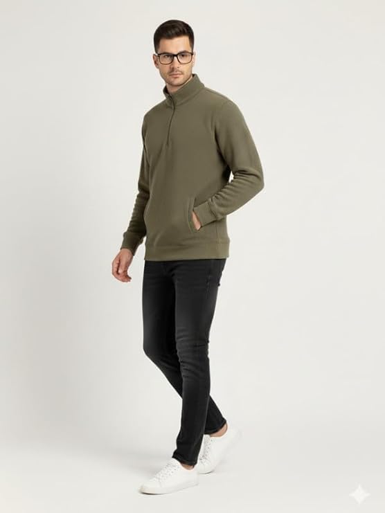 Parcel Yard Men Stylish Cotton Fleece Sweatshirt for Men | Warm Gym, Travel & Casual Hoodie | Comfortable Winter Wear| Winter Sweater for Man | Pullover Sweater