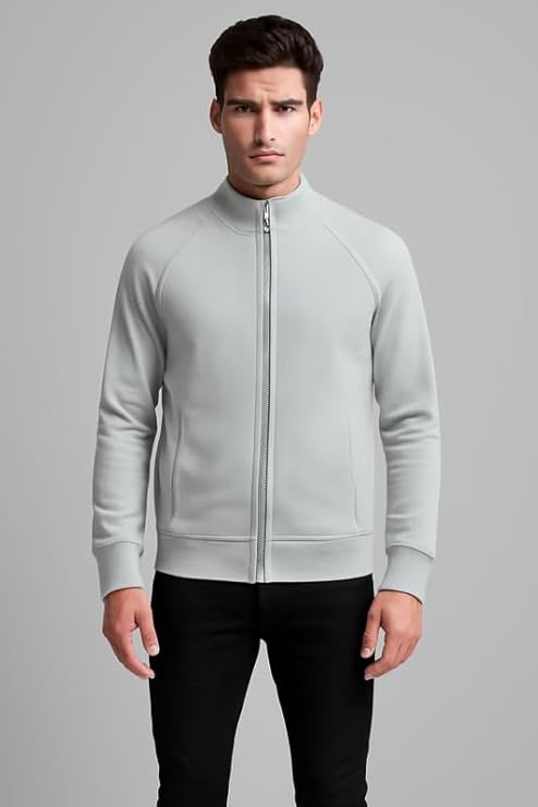 Parcel Yard Men's Regular Fit Jacket For Casual Wear | Low-Cut Standing Collar || Full Sleeve | Latest Stylish Jacket For Men ||Regular Fit Zip-Up Casual jacket|| Office Wear jacket for men