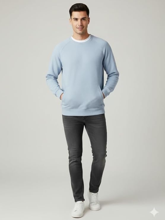 Parcel Yard Sweatshirts for Man Stylish Cotton Fleece Solid Regular Fit Full Sleeve Sweatshirt for Men | Stylish Casual Wear Winter Sweatshirt for Men Office Wear Casual Hoodie