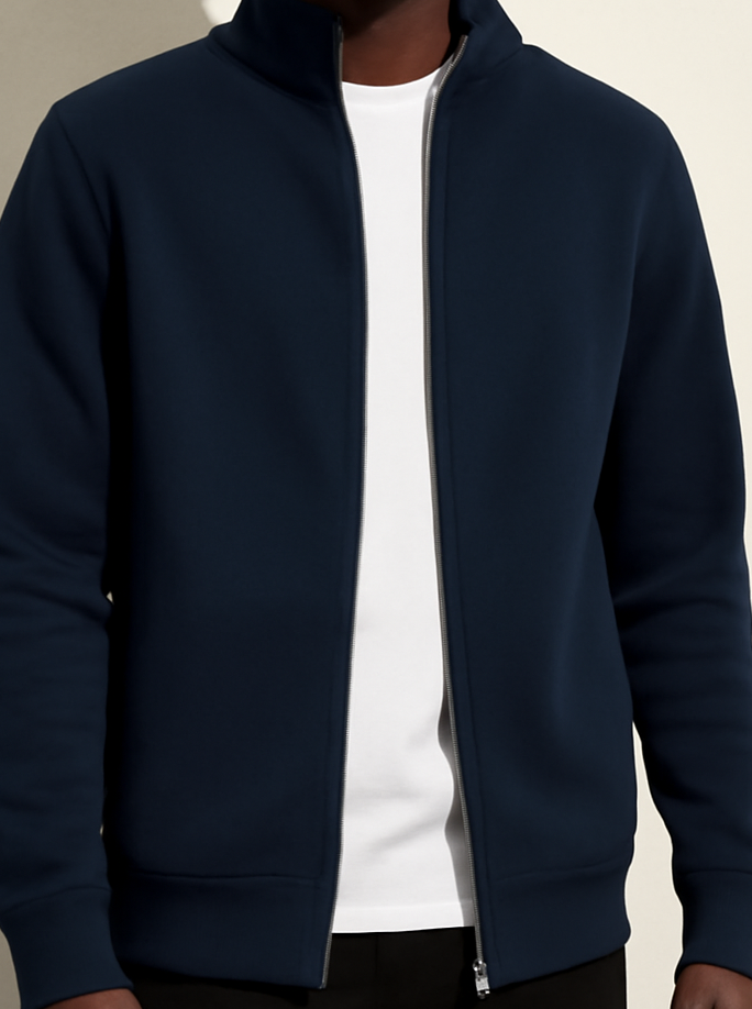 Parcel Yard Men's Full Zip Sweatshirt No Hood Hoodies Casual Cardigan Lightweight Cotton Hoody Fashion Stylish Jacket for Men
