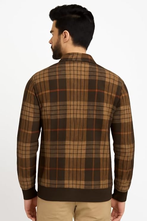 Parcel Yard Mens Chcekered Fullsleeve Fleece Winter Jacket| Men's | Checks | Full Sleeve | Regular Fit | 100% Cotton | Double Pocket | Spread Collar | Casual Jacket