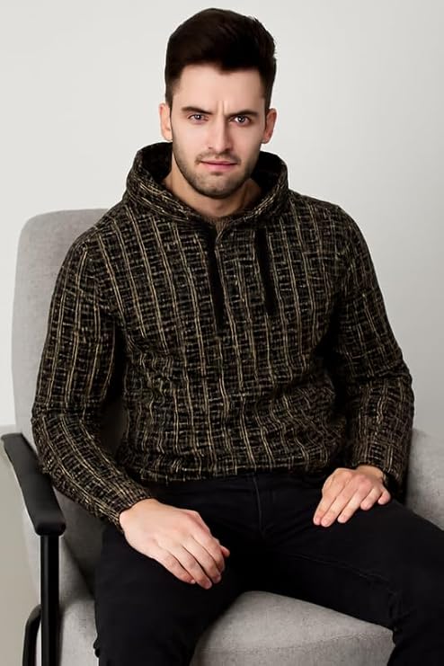 Parcel Yard Men's Pullover Kangaroo Pocket Winter Windproof Warm Fleece Hoodie Streetwear Sweatshirt Drawstring Hooded Long Sleeve Hoddie