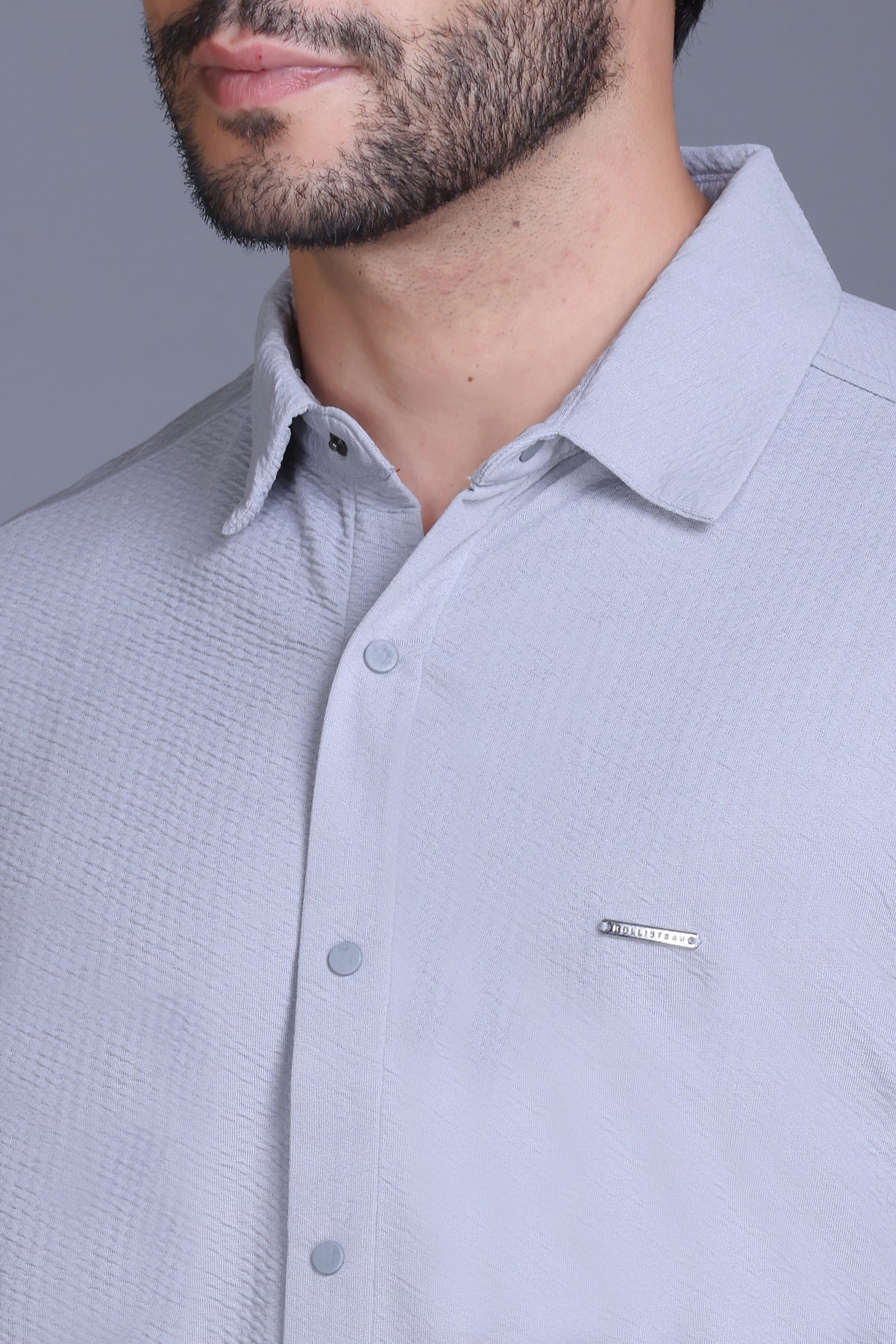 Men's Light Grey Solid Shirt