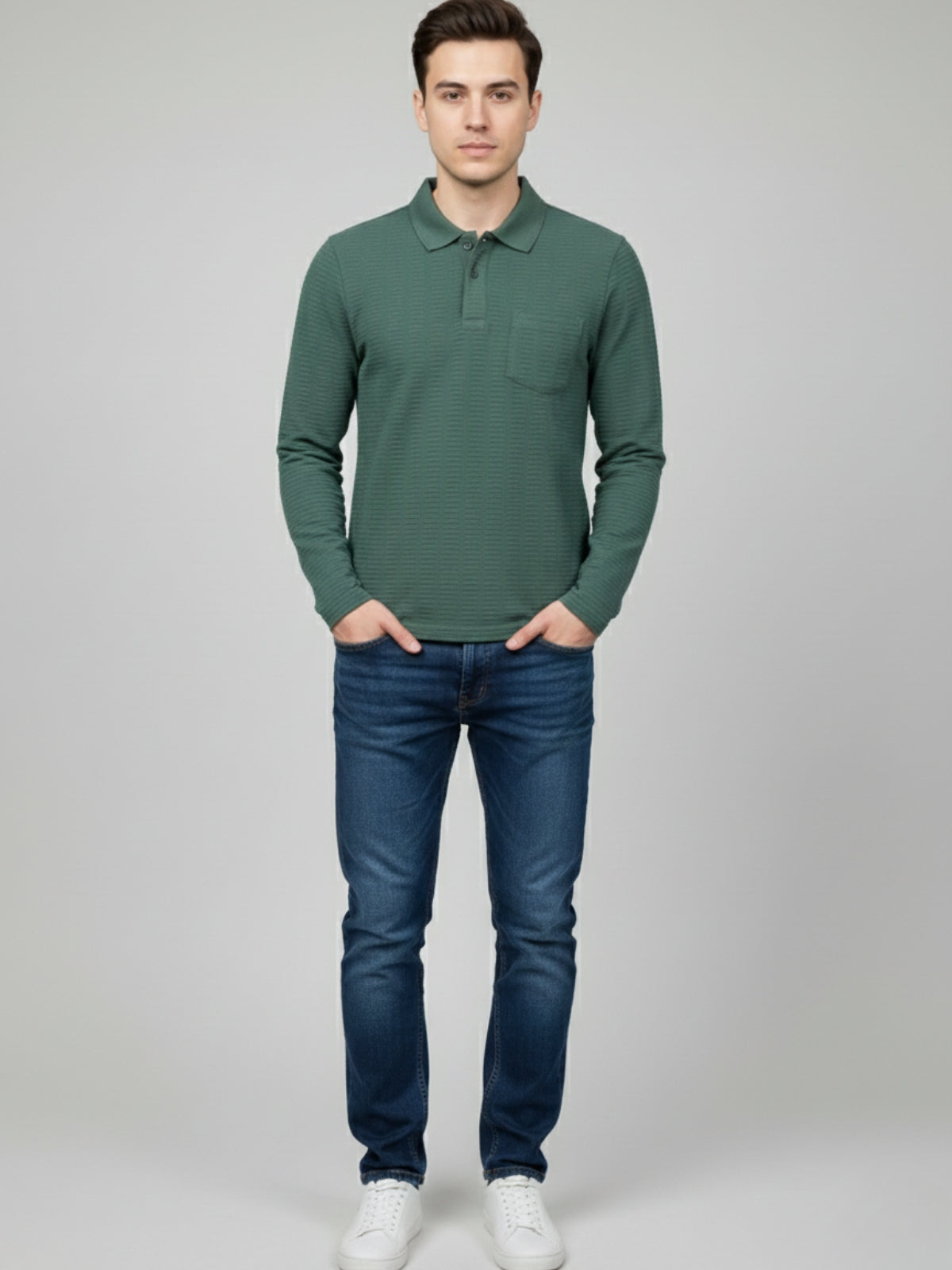 Parcel Yard Mens Full Sleeve Polo Sweatshirt
