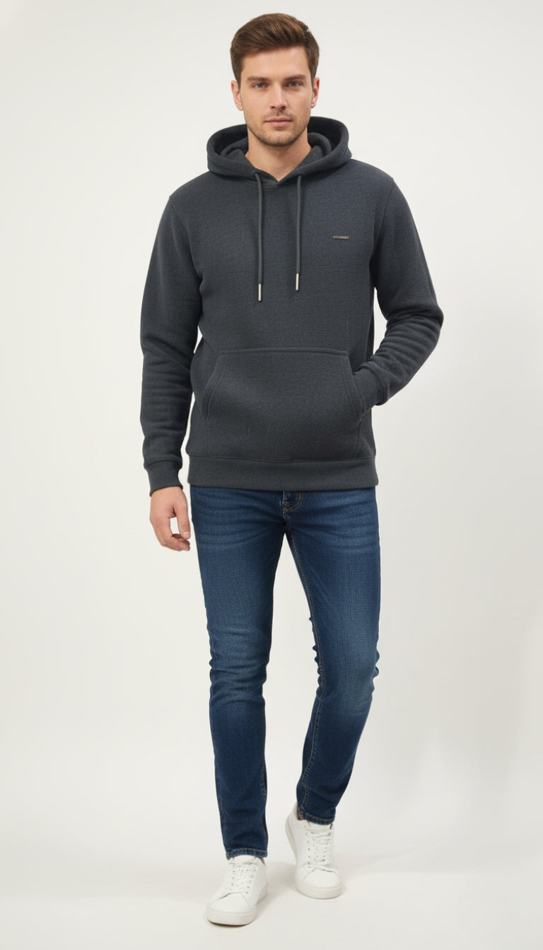Parcel Yard Men Solid Regular Fit Hoodie