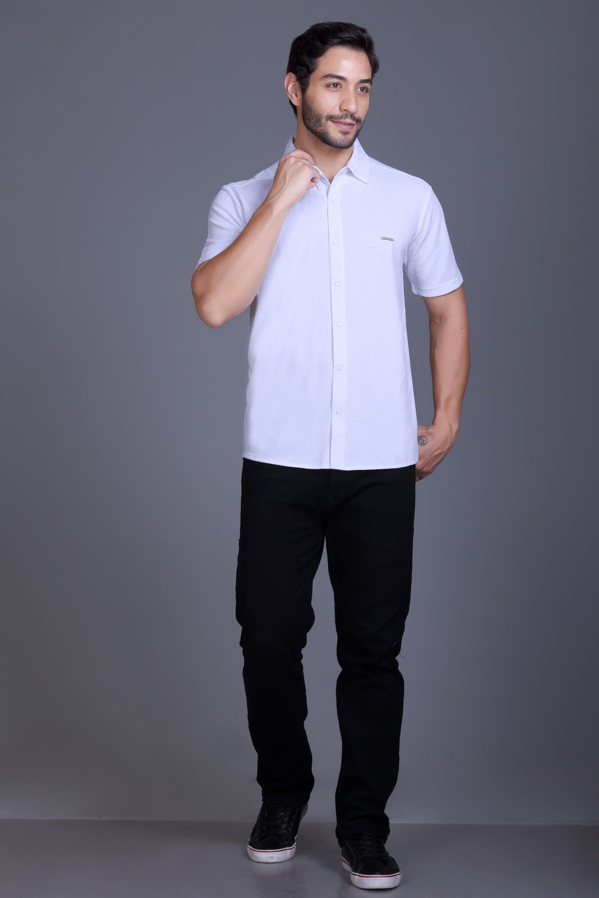 Men's White Solid Shirt