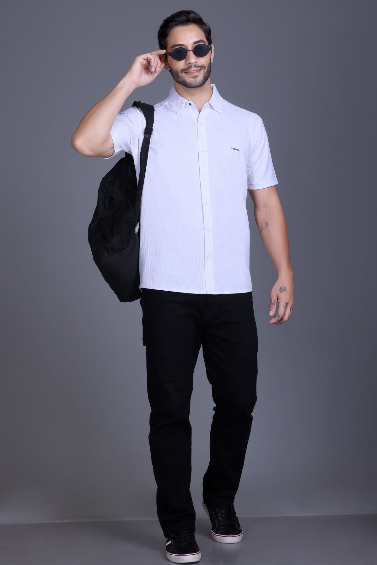 Men's White Solid Shirt