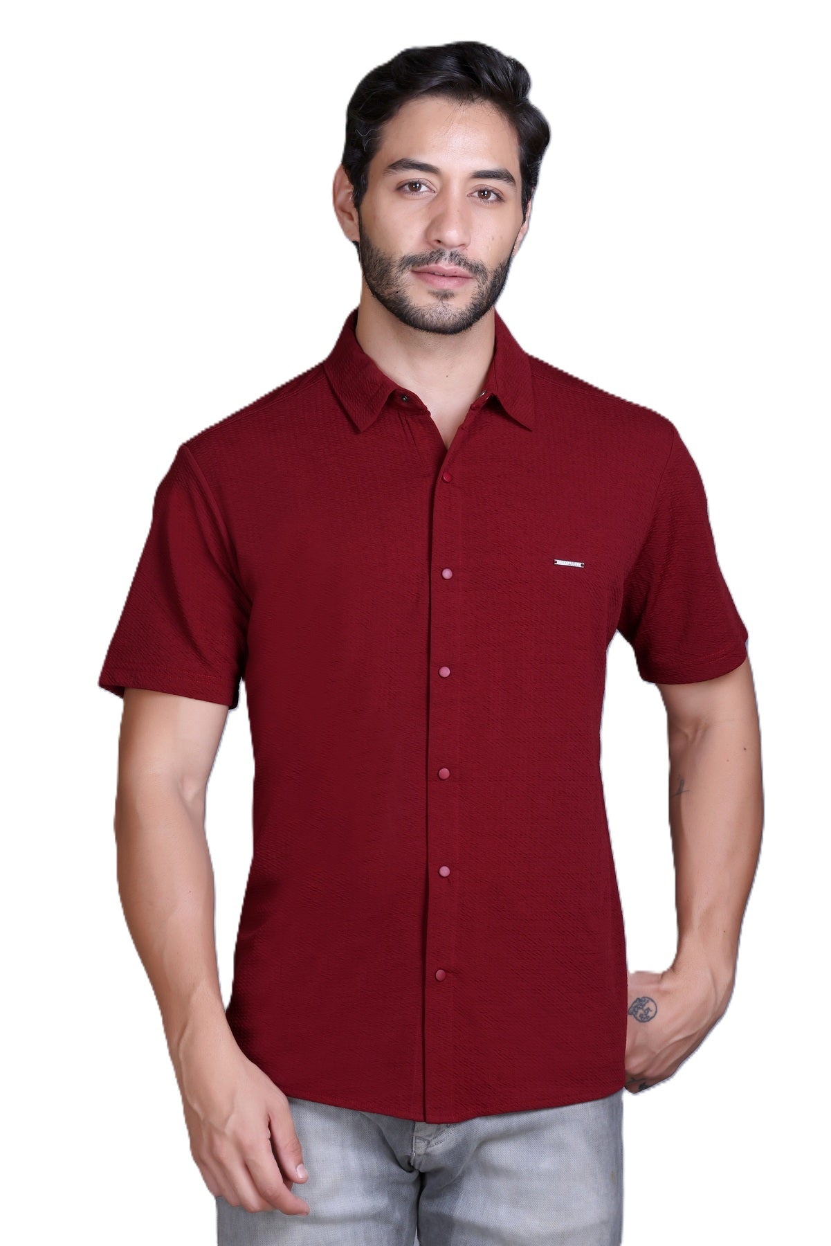 Men's Wine Solid Shirt