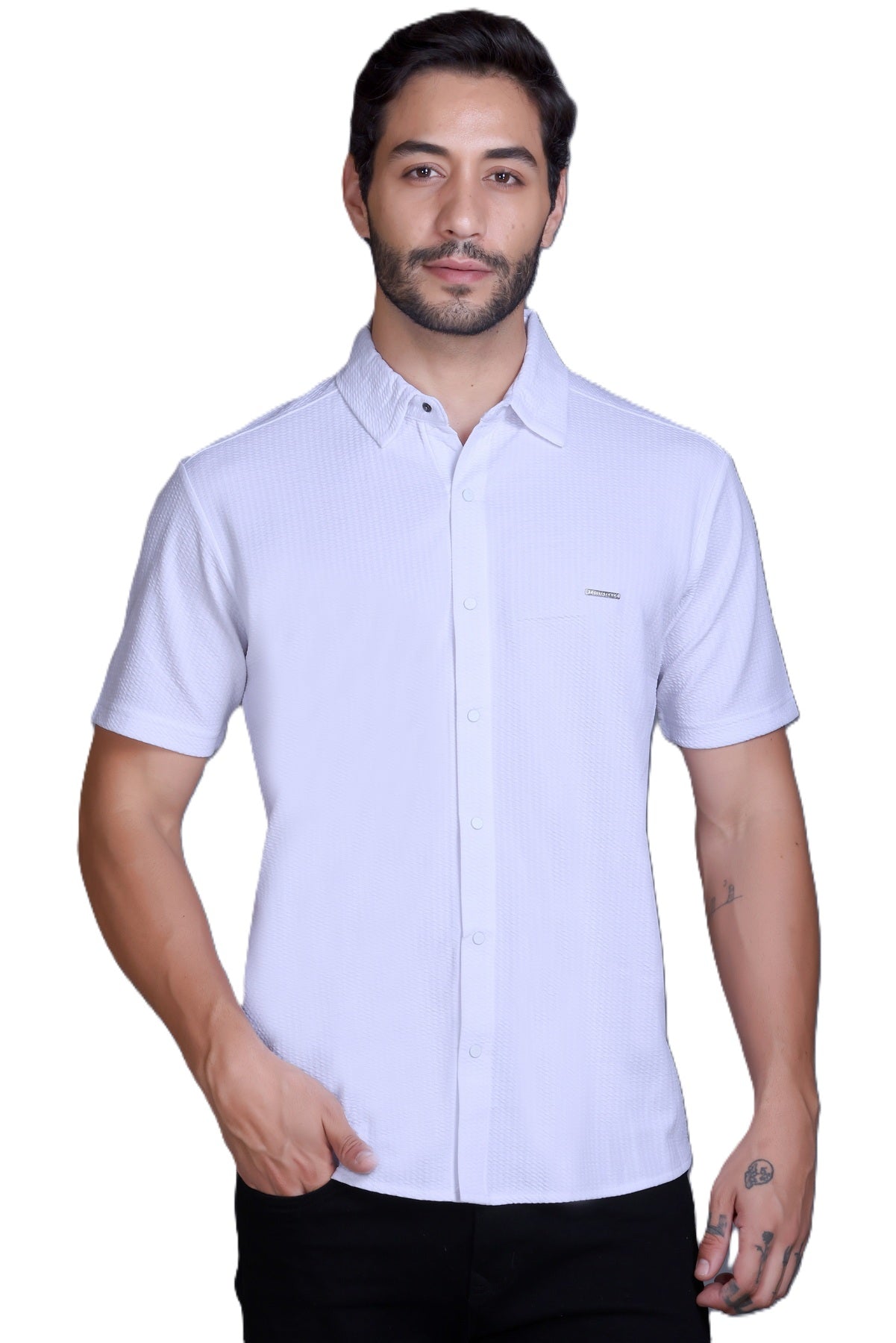 Men's White Solid Shirt