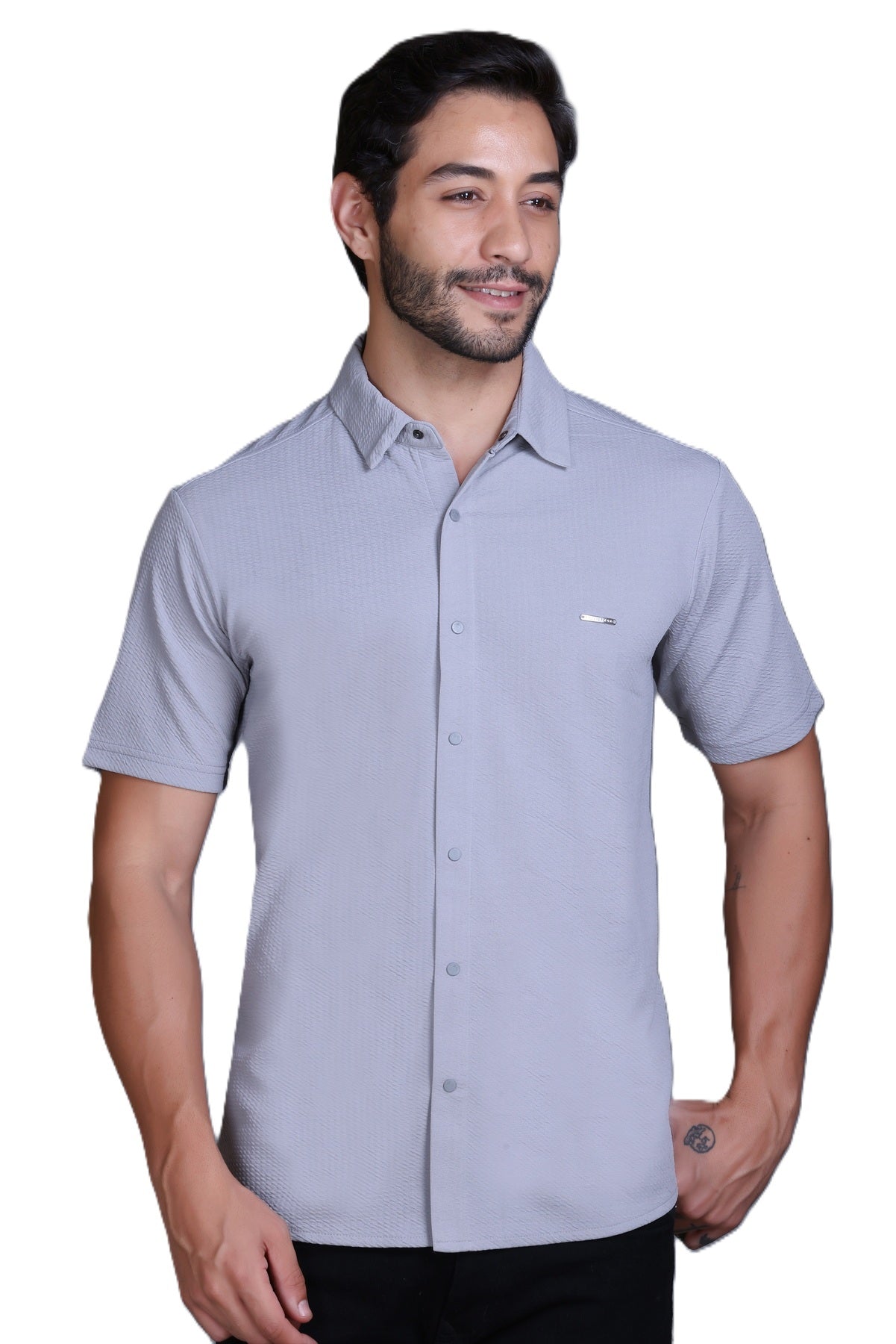 Men's Light Grey Solid Shirt