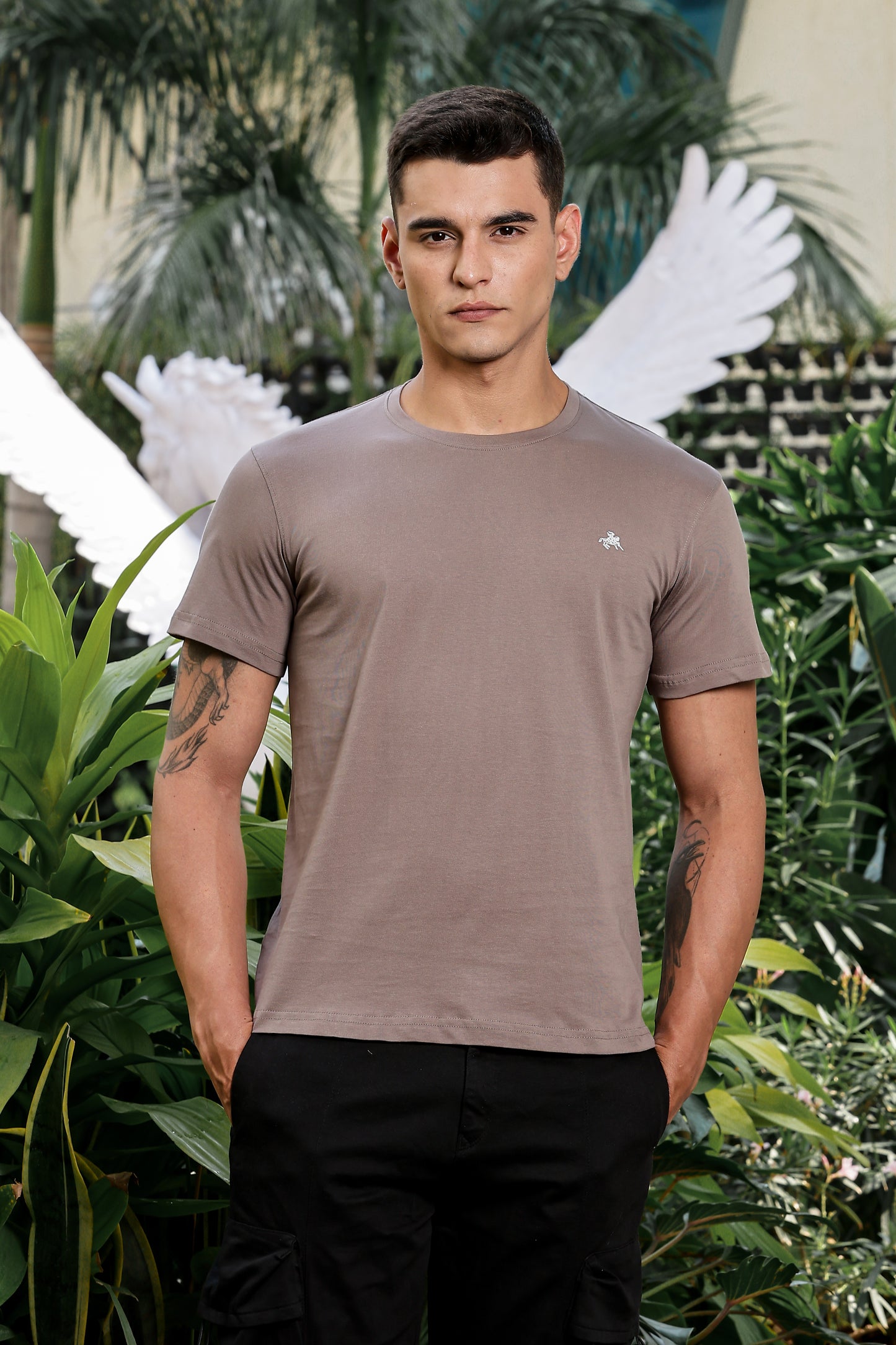 Men's Mouse Solid Round Neck T-Shirt