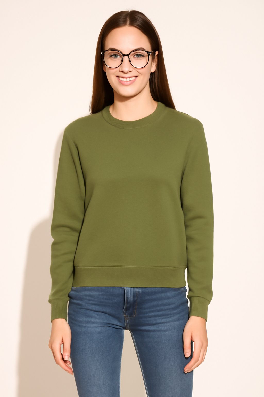 Parcel Yard Pure Cotton Round Neck Regular Fit Core Fashion Solid Full Sleeve Sweatshirt for Women & Girls