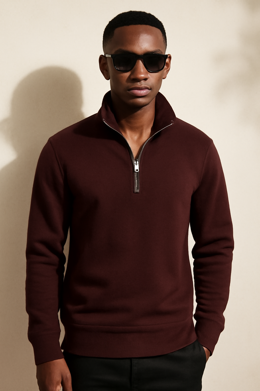 Parcel Yard Mens Stylish Zip Pullover Lightweight Sweater Casual Long Sleeve Corduroy Half Zip Sweatshirt Winter Sweatshirt for Men