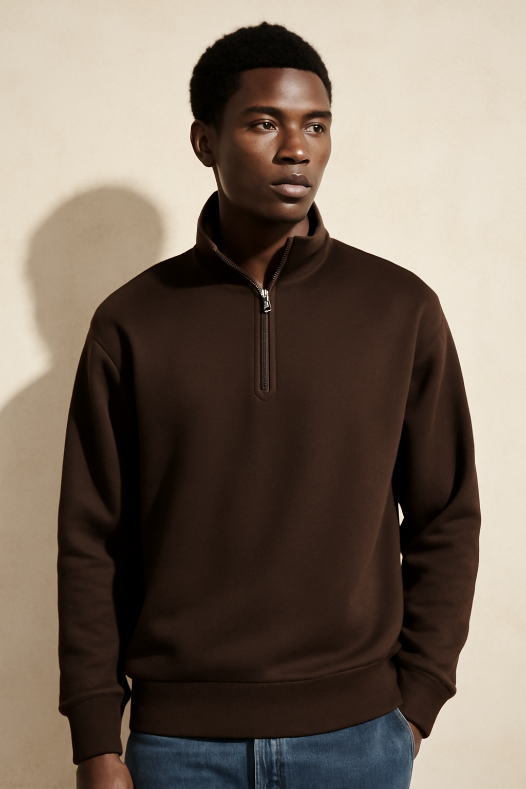 Parcel Yard Mens Stylish Zip Pullover Lightweight Sweater Casual Long Sleeve Corduroy Half Zip Sweatshirt Winter Sweatshirt for Men