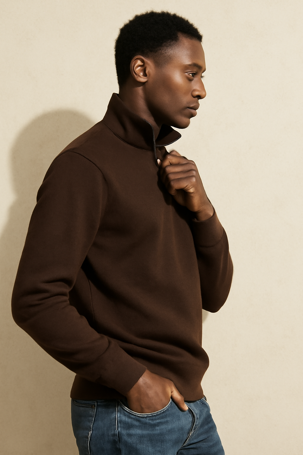 Parcel Yard Mens Stylish Zip Pullover Lightweight Sweater Casual Long Sleeve Corduroy Half Zip Sweatshirt Winter Sweatshirt for Men