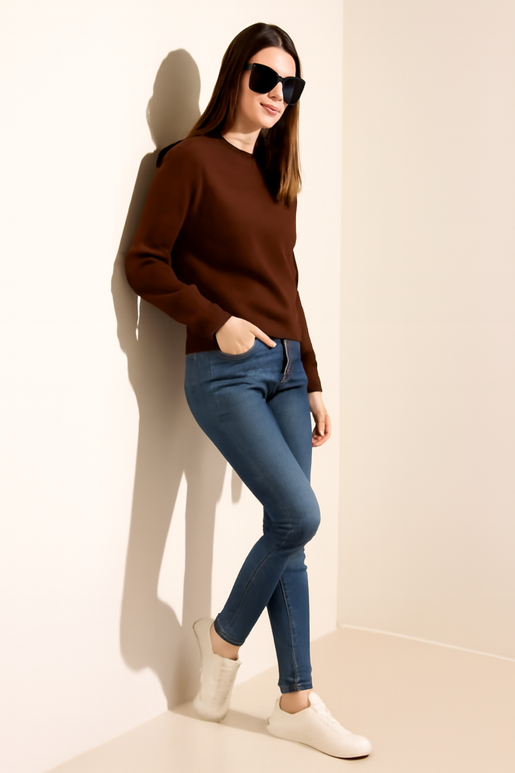 Parcel Yard Pure Cotton Round Neck Regular Fit Core Fashion Solid Full Sleeve Sweatshirt for Women & Girls