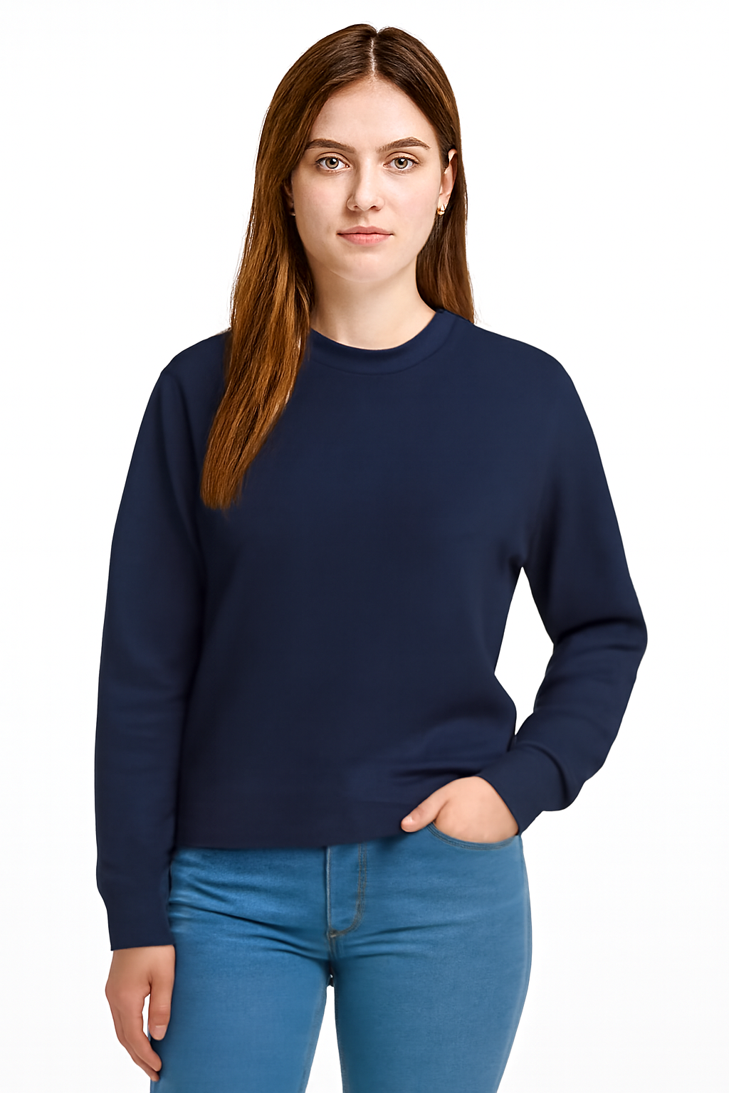 Parcel Yard Pure Cotton Round Neck Regular Fit Core Fashion Solid Full Sleeve Sweatshirt for Women & Girls