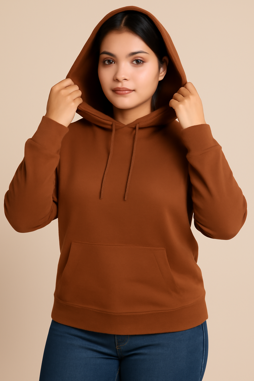Parcel Yard Womens Fleece Hoodies Soft Midweight Casual Hooded Sweatshirt Winter Pullover Tops Kangaroo Pocket Casual Comfy Tops Trendy Fall Outfits
