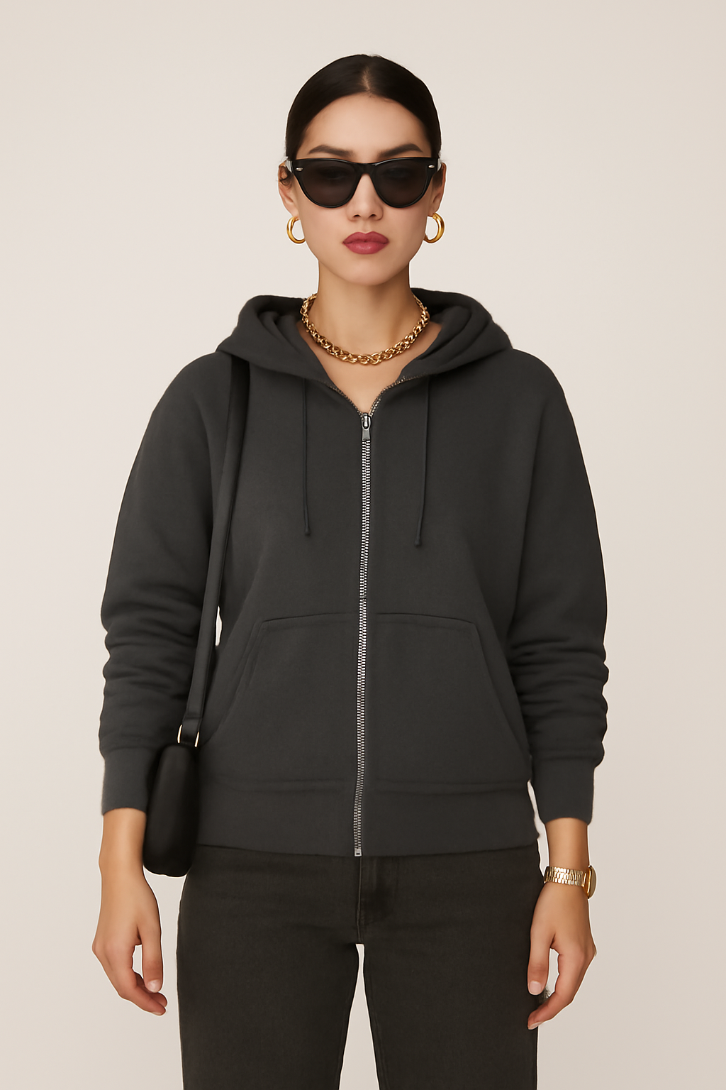 Parcel Yard Women’s Full Sleeve Cotton Zipper Hoodie with Pockets | Regular Fit Hooded Sweatshirt Pullover for Winter, Casual, Outdoor, Travel & Everyday Wear