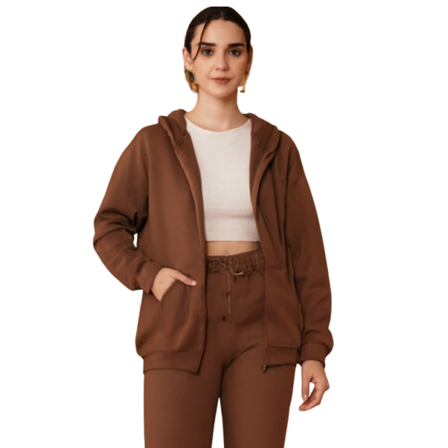 Parcel Yard Women’s Full Sleeve Cotton Zipper Hoodie with Pockets | Regular Fit Hooded Sweatshirt Pullover for Winter, Casual, Outdoor, Travel & Everyday Wear