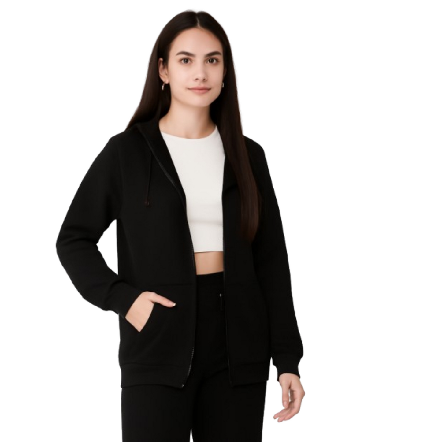 Parcel Yard Women’s Full Sleeve Cotton Zipper Hoodie with Pockets | Regular Fit Hooded Sweatshirt Pullover for Winter, Casual, Outdoor, Travel & Everyday Wear