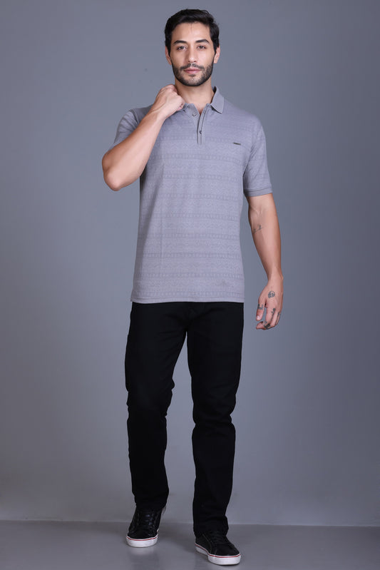Men's Light Grey Collar T-Shirt