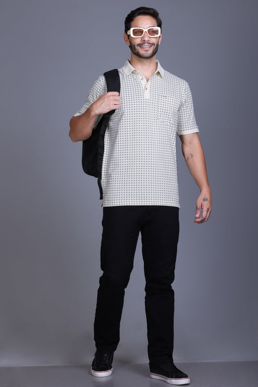 Men's Cream Collar T-Shirt