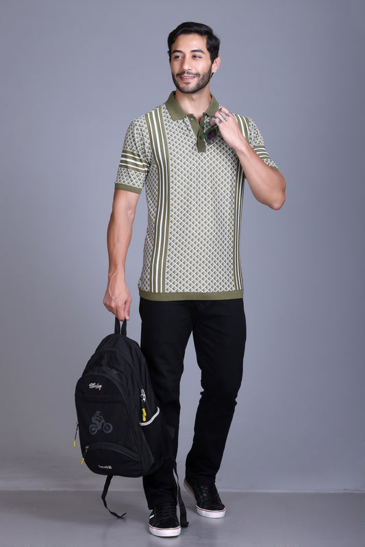 Men's Olive Collar T-Shirt