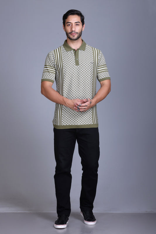 Men's Olive Collar T-Shirt