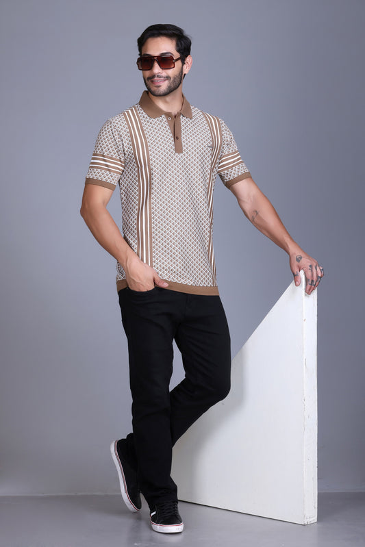Men's Khaki Collar T-Shirt