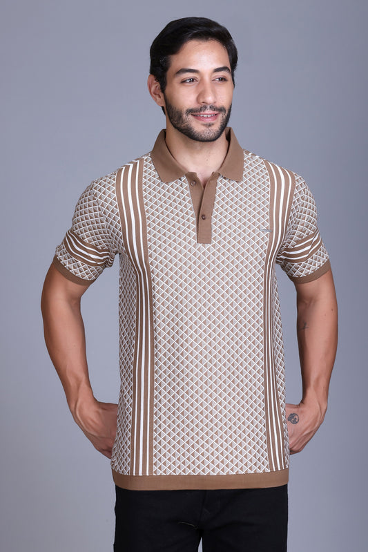 Men's Khaki Collar T-Shirt