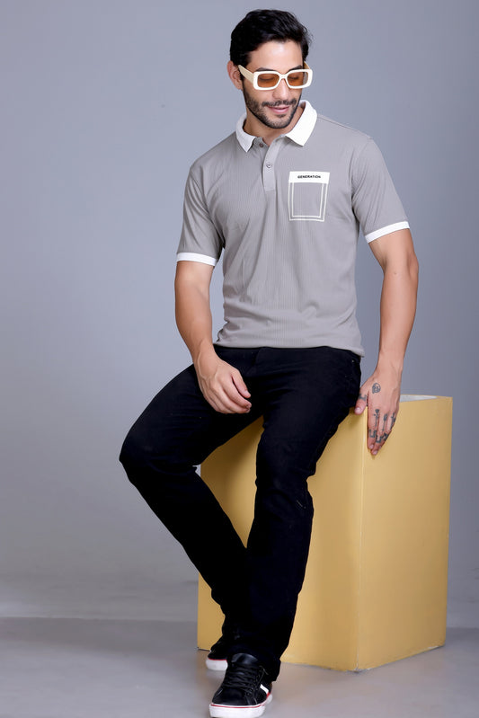 Men's Grey Collar T-Shirt