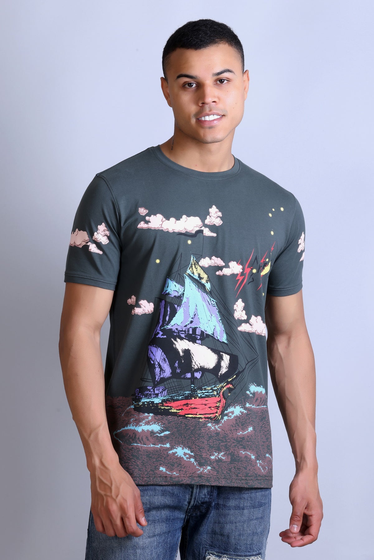 Men's Printed Round Neck T-Shirt