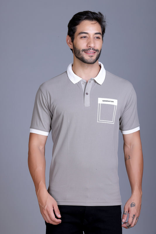 Men's Grey Collar T-Shirt