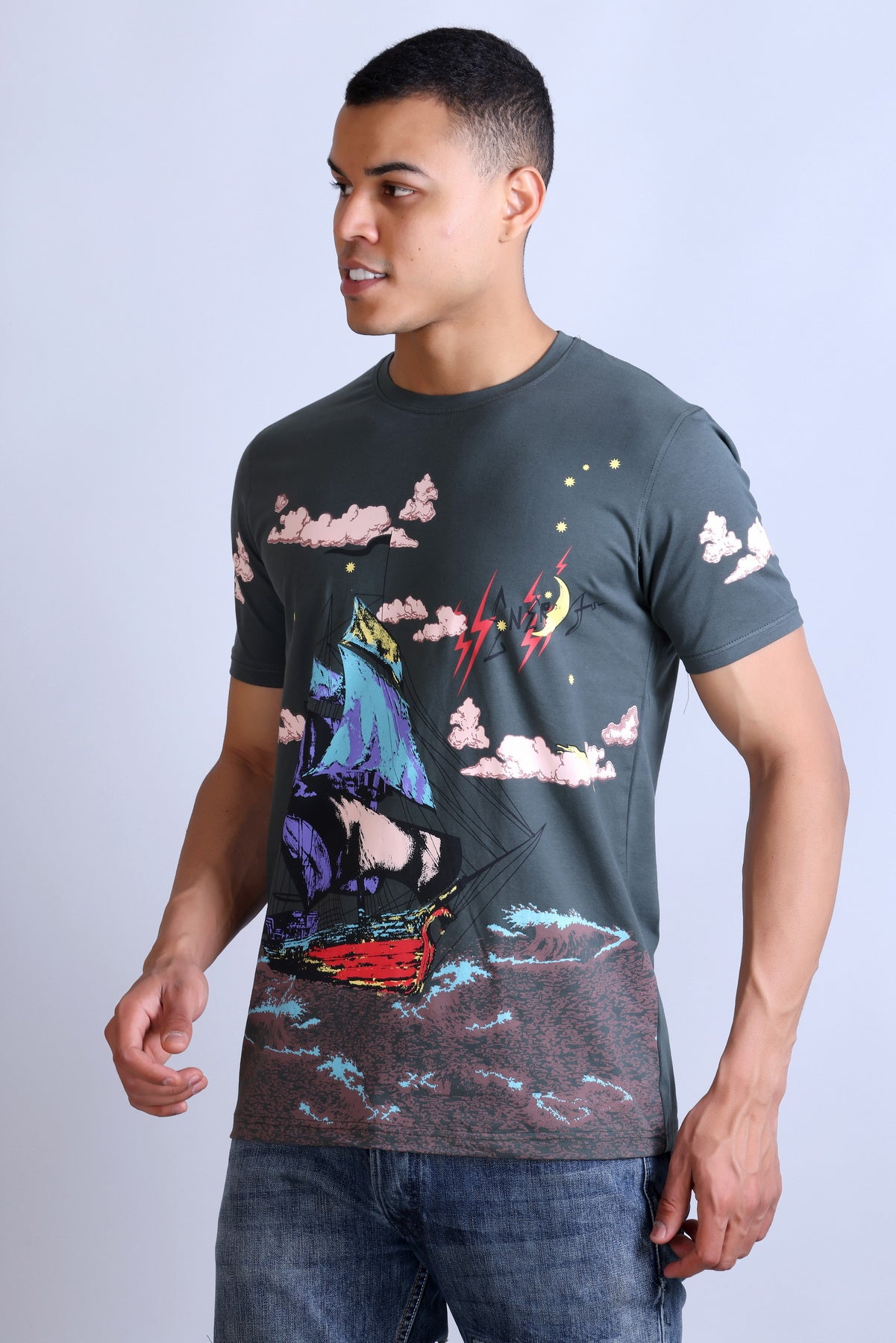 Men's Printed Round Neck T-Shirt