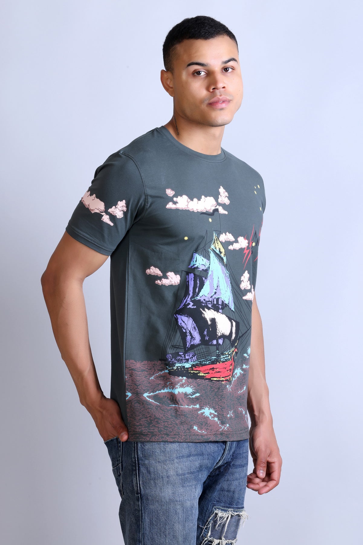 Men's Printed Round Neck T-Shirt