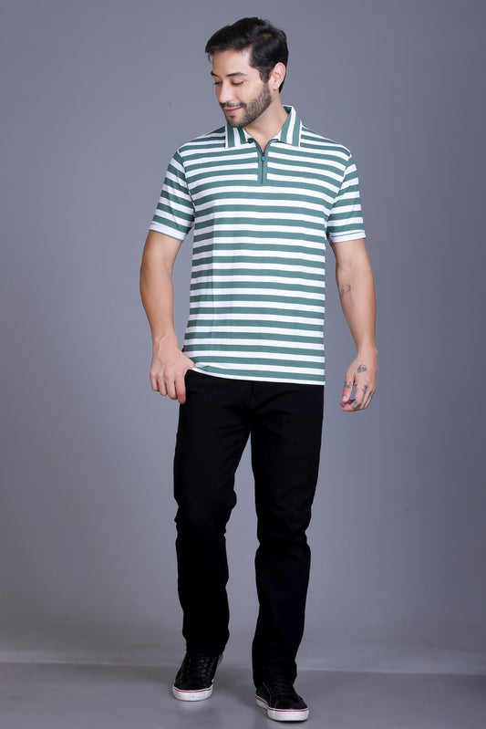 Men's Green Collar T-Shirt