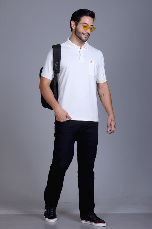 Men's Cream Collar T-Shirt