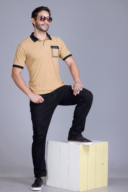 Men's Khaki Collar T-Shirt