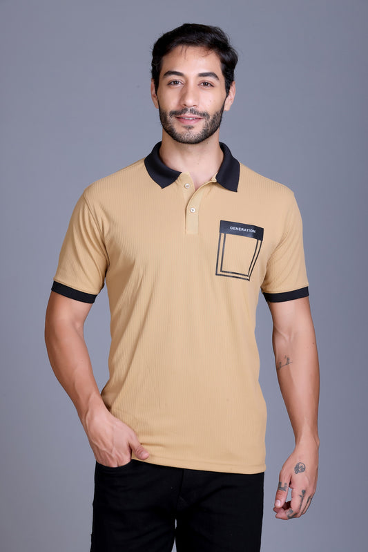 Men's Khaki Collar T-Shirt