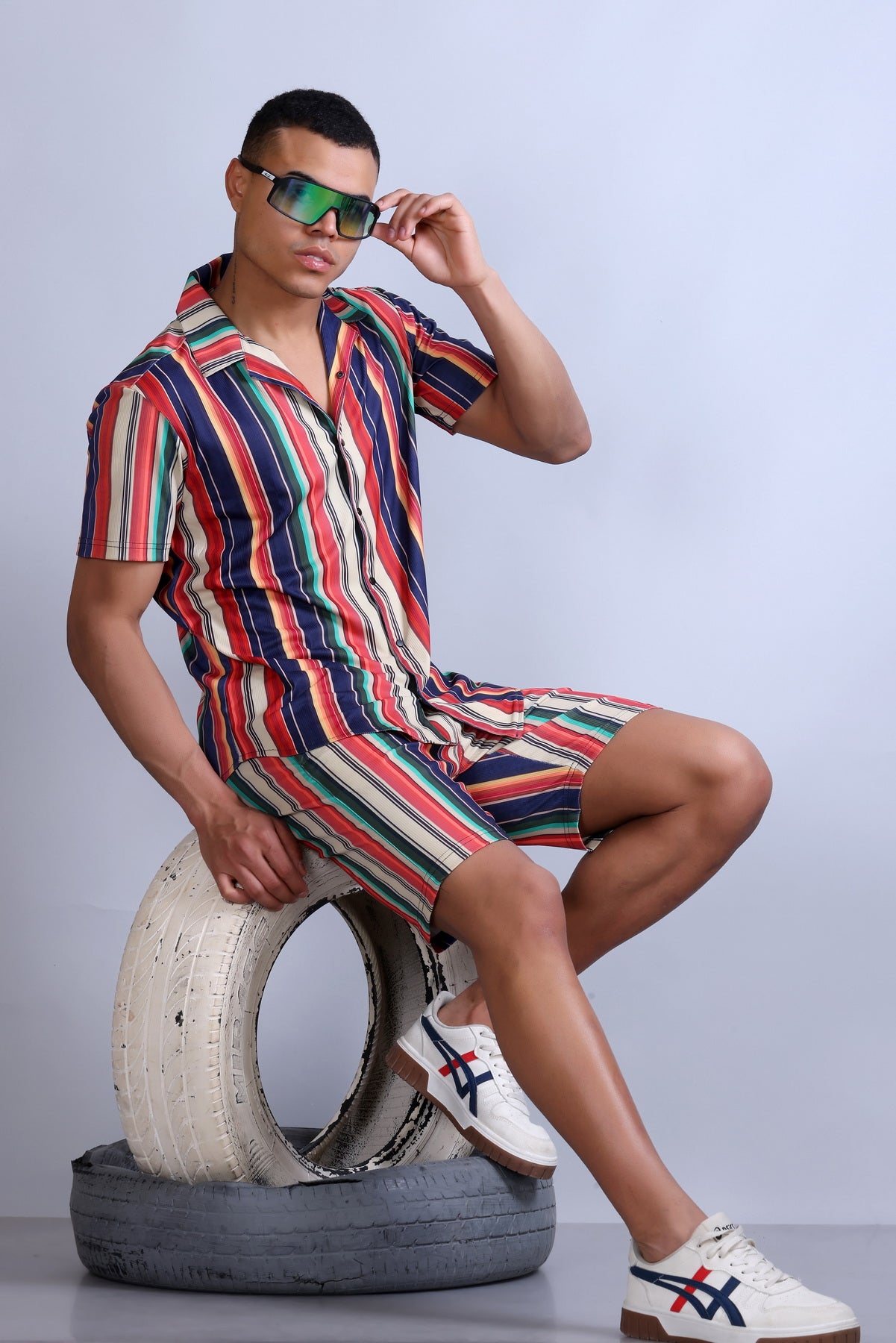 Men Striped Cotton Regular Fit Coord Set